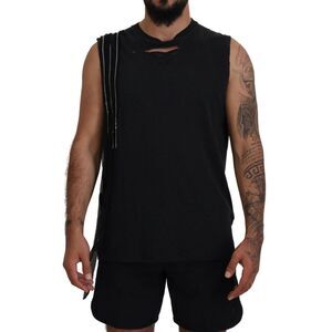 Dsquared² Black Chain Embellished Sleeveless Men Tank Men's T-shirt